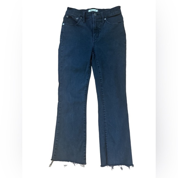 Madewell Cali Demi boot jeans size 25 frayed hem black crop - Picture 1 of 9